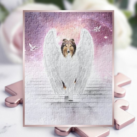 Sable Rough Collie Angel on Stairs to Dog Heaven - Legpuzzel