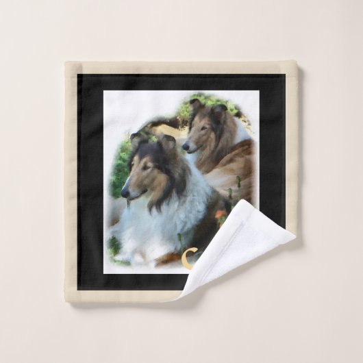 Sable Rough Collie Art Bad Handdoek (Wasdoekje)