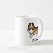 Sable Rough Collie Cute Cartoon Dog & Name Koffiemok (Voorkant rechts)