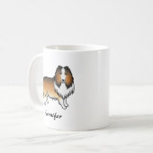 Sable Rough Collie Cute Cartoon Dog & Name Koffiemok (Voorkant links)