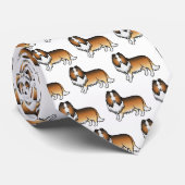 Sable Rough Collie Cute Cartoon Dog Patroon Stropdas (Opgerold)