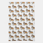 Sable Rough Collie Cute Cartoon Dog Patroon Theedoek (Verticaal)