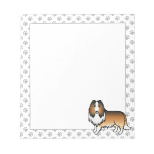 Sable Rough Collie Cute Cartoon Dog & Paws Notitieblok
