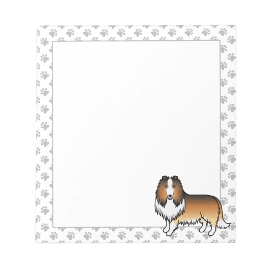 Sable Rough Collie Cute Cartoon Dog & Paws Notitieblok (Voorkant)