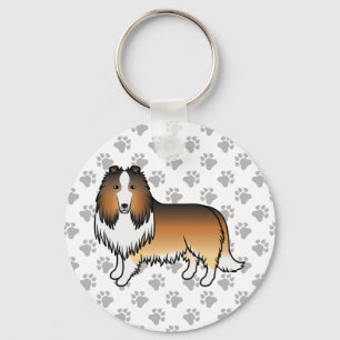 Sable Rough Collie Cute Cartoon Dog Sleutelhanger