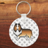 Sable Rough Collie Cute Cartoon Dog Sleutelhanger (Voorkant)