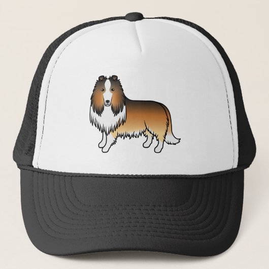 Sable Rough Collie Cute Cartoon Dog Trucker Pet (Voorkant)
