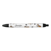 Sable Rough Collie Dogs with Paws & Name Zwarte Inkt Pen (Voorkant)