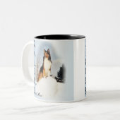 Sable Rough Collie Gifts Tweekleurige Koffiemok (Voorkant links)