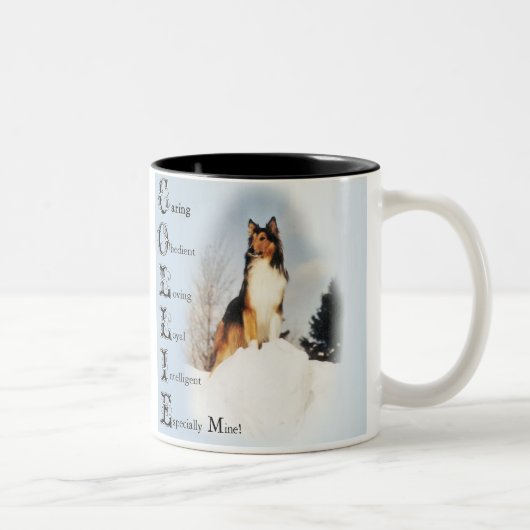 Sable Rough Collie Gifts Tweekleurige Koffiemok (Rechts)