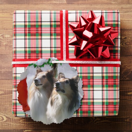 Sable Rough Collie kerstcadeaus Ornament Kaart (Insitu (Geschenk))
