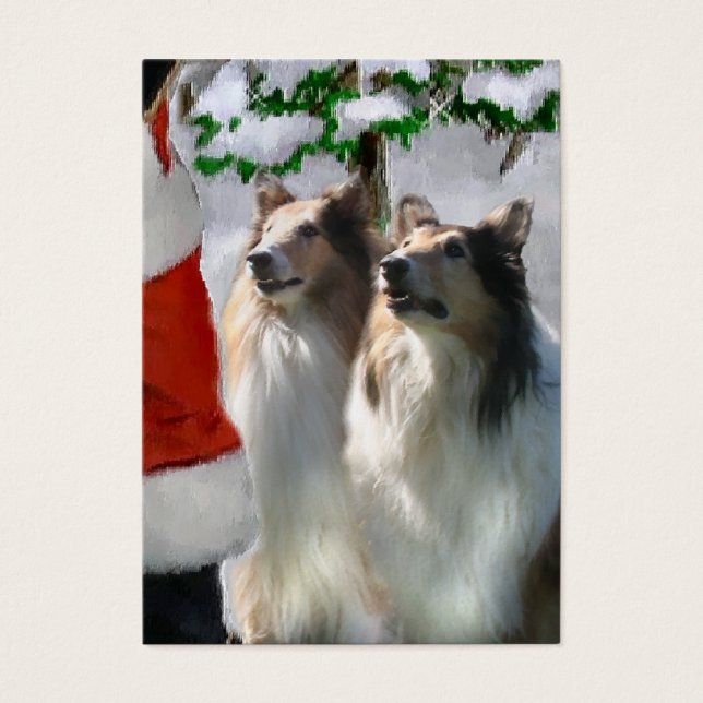 Sable Rough Collie kerstcadeaus Visitekaartjes (Voorkant)
