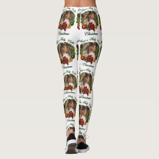 Sable Rough Collie Kerstmis Leggings (Achterkant)