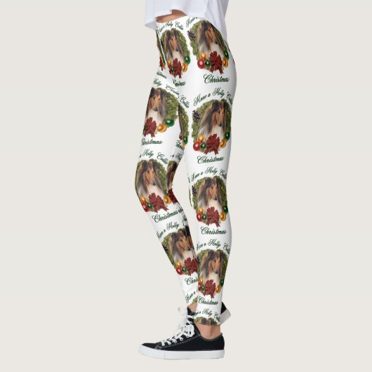 Sable Rough Collie Kerstmis Leggings (Links)
