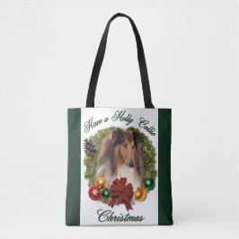 Sable Rough Collie Kerstmis Tote Bag