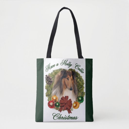 Sable Rough Collie Kerstmis Tote Bag (Voorkant)