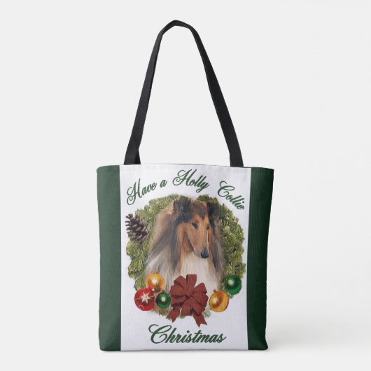 Sable Rough Collie Kerstmis Tote Bag (Achterkant)