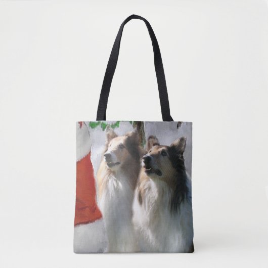 Sable Rough Collie Kerstmis Tote Bag (Voorkant)