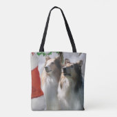 Sable Rough Collie Kerstmis Tote Bag (Achterkant)