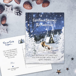 Sable Rough Collie & Lamb, Magic White Kerstmis - Briefkaart