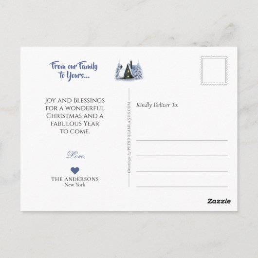 Sable Rough Collie & Lamb, Magic White Kerstmis - Briefkaart (Achterkant)