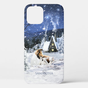 Sable Rough Collie & Lambs in Magic Winter Night - Case-Mate iPhone Case