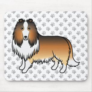Sable Rough Collie Schattige Cartoon Hond & Pootaf Muismat