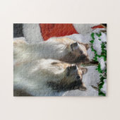 Sable Rough Collies met Kerstmis Legpuzzel (Horizontaal)