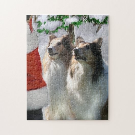 Sable Rough Collies met Kerstmis Legpuzzel (Verticaal)