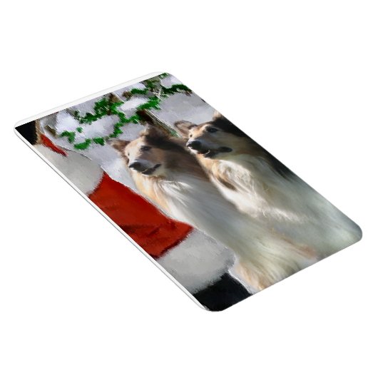 Sable Rough Collies met Kerstmis Magneet (Rechterzijde)