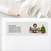 Sable Sheltie Dog in een kerstruimte en tekst Etiket (Insitu)