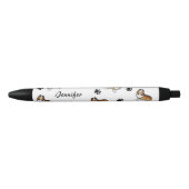 Sable Sheltie Dogs with Paws & Name Zwarte Inkt Pen (Voorkant)