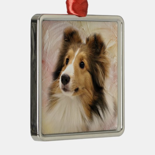 Sable Sheltie face Metalen Ornament (Rechts)