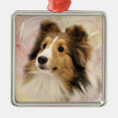 Sable Sheltie face Metalen Ornament (Voorkant)