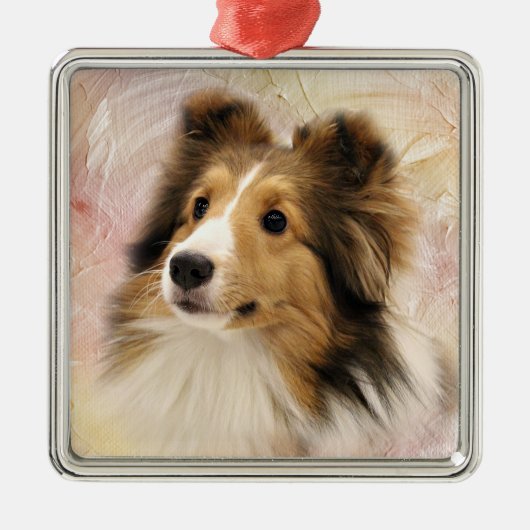 Sable Sheltie face Metalen Ornament (Voorkant)