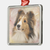 Sable Sheltie face Metalen Ornament (Links)