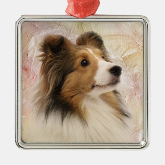 Sable Sheltie face Metalen Ornament (Voorkant)