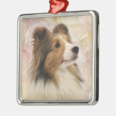 Sable Sheltie face Metalen Ornament (Links)