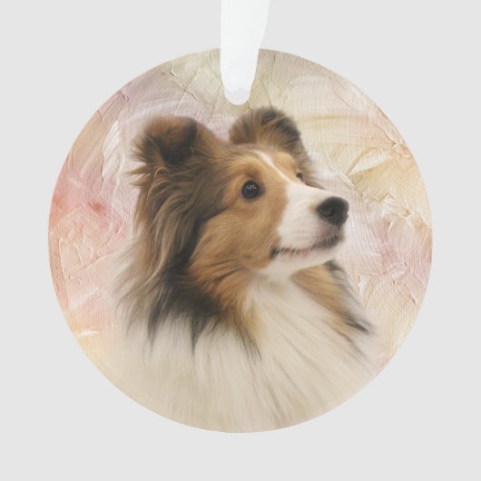 Sable Sheltie face Ornament (voorkant)