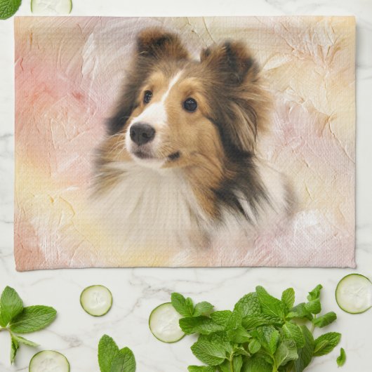 Sable Sheltie face Theedoek (Gevouwen)