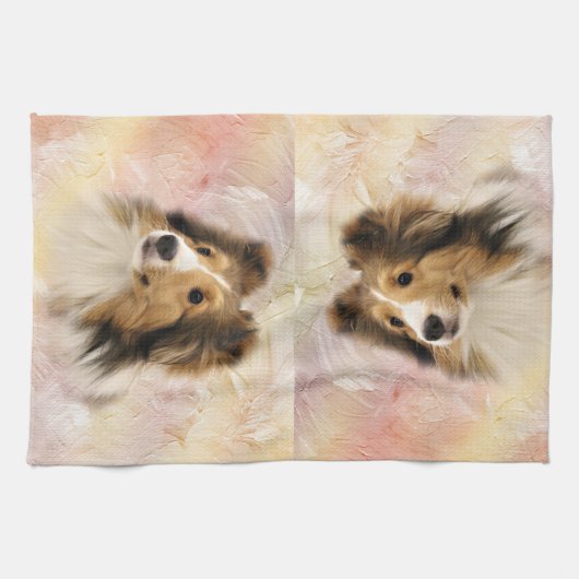 Sable Sheltie face Theedoek (Horizontaal)