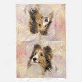 Sable Sheltie face Theedoek (Verticaal)