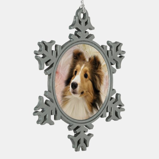 Sable Sheltie face Tin Sneeuwvlok Ornament (Links)