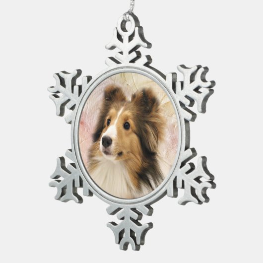 Sable Sheltie face Tin Sneeuwvlok Ornament (Rechts)