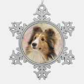 Sable Sheltie face Tin Sneeuwvlok Ornament (Voorkant)