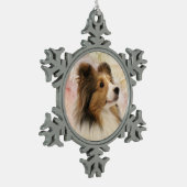 Sable Sheltie face Tin Sneeuwvlok Ornament (Links)