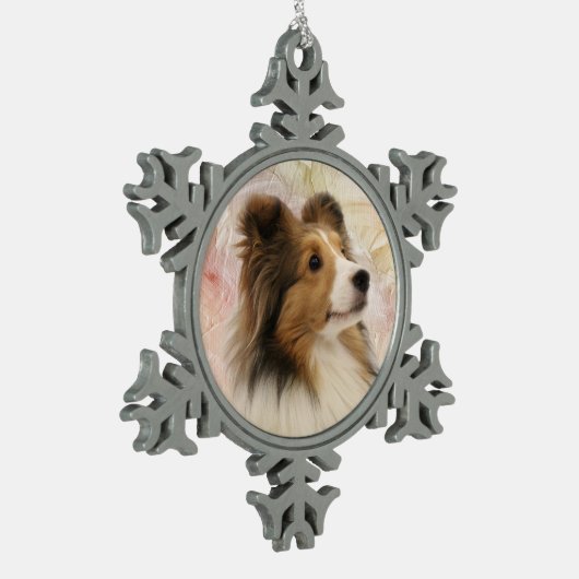 Sable Sheltie face Tin Sneeuwvlok Ornament (Links)