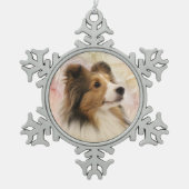 Sable Sheltie face Tin Sneeuwvlok Ornament (Voorkant)