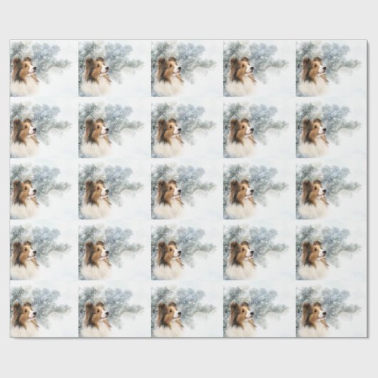 Sable Sheltie Kerstmis Cadeaupapier (Vlak)