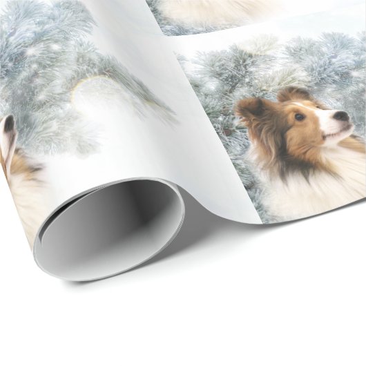 Sable Sheltie Kerstmis Cadeaupapier (Rol Hoek)